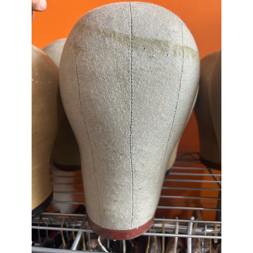 ANTIQUE CANVAS MILLINERS HAT BLOCK MANNEQUIN HEAD SHOP WIG DISPLAY STAND 07